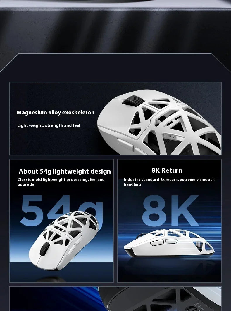 Mchose  Ax5 V2 8kHZ Magnesium Alloy Wireless High Performance Mouse PAW3950 Sensor 30KDPI Macro Defines Lightweight Gaming Mouse
