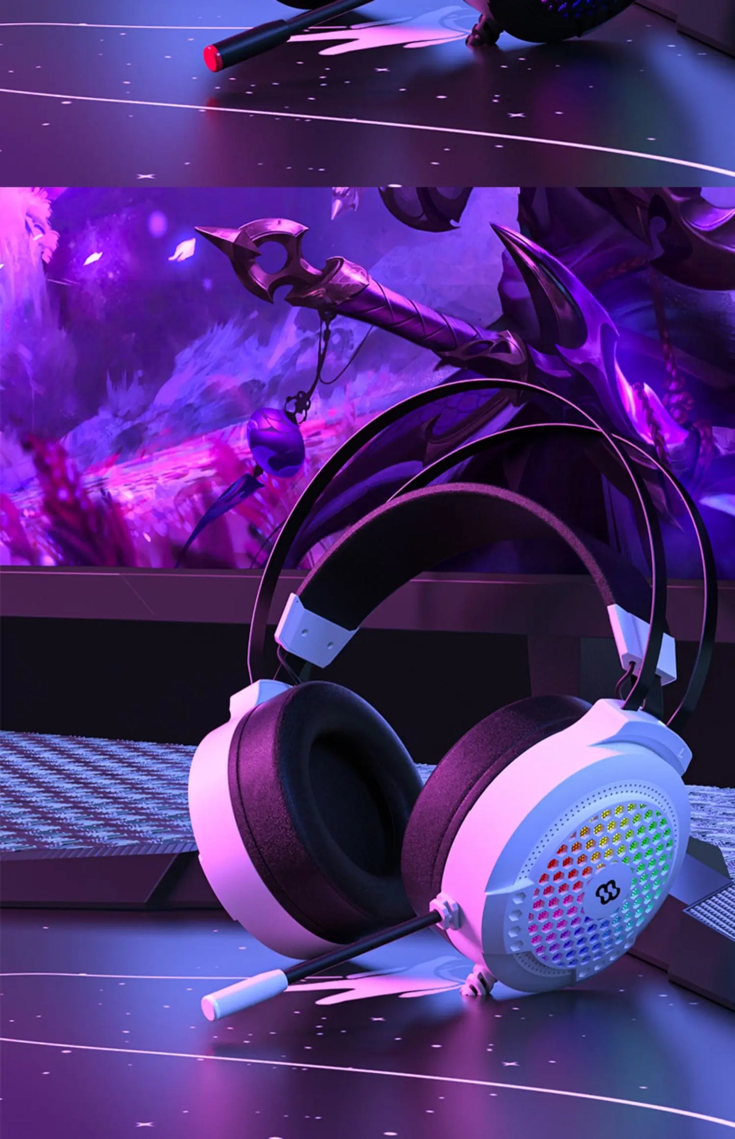 Wauer E21 Gaming Headset 7.1 Stereo SVirtual Surround Bass Earphone Headphone with Mic LED Light for Computer PC Gamer Foldable