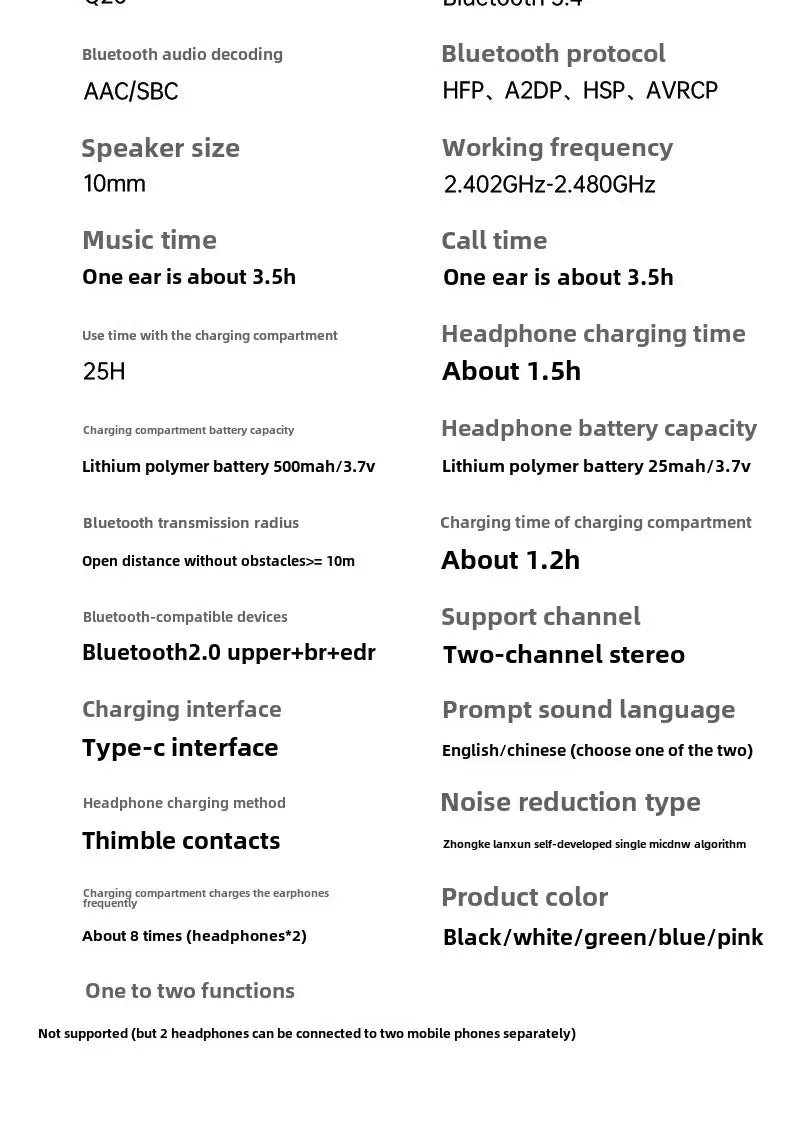 Wireless Bluetooth-compatible Earphones Intelligent Touch Color LCD Screen TWS Earbuds HIFI Noise Reduction Stereo Earphones