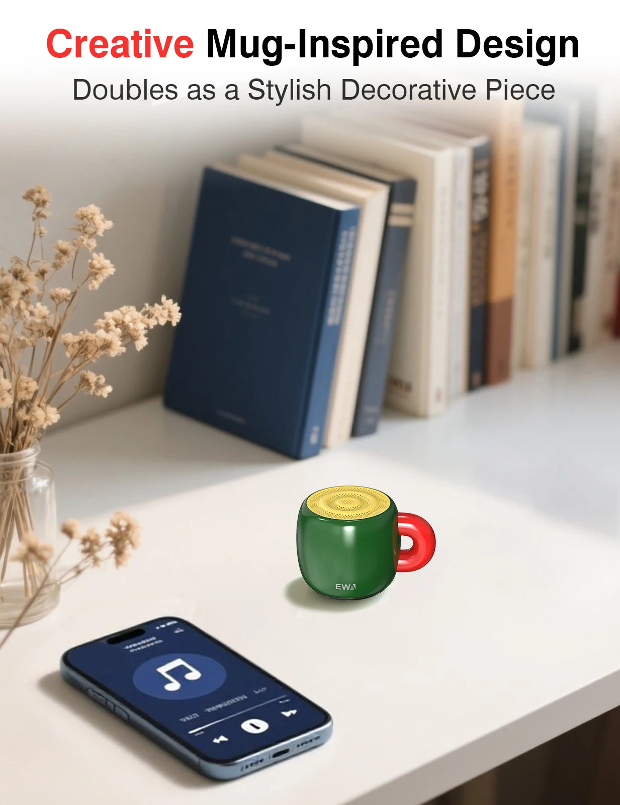 EWA A163 Wireless Bluetooth 5.4 Speaker Cup Type Bass Sound IP67 Waterproof Mini Metal MP3 Player with 700mAh HiFi Sound