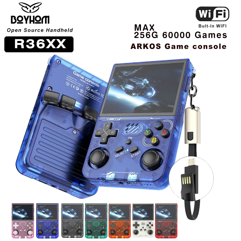 BOYHOM 256G R36XX Hand-held Game Consoles Video player 3.5-inch IPS 640*480 Screen Retro Game Player 3000 mAh128G/64G Games