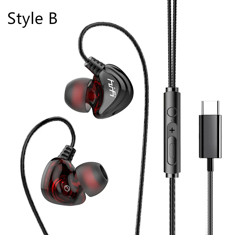 OLAF 3.5mm Type C Earphone Handsfree Headphones Wired With Mic Earbuds Bass Stereo Hifi Headset Gaming For Samsung Xiaomi Tablet