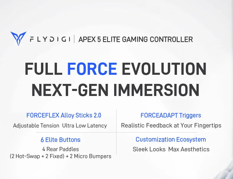 Flydigi apex 5 controller gamepad wireless gamepad for pc /Switch/Phone/TV/tablet computer,charging dock with Cool RGB screen