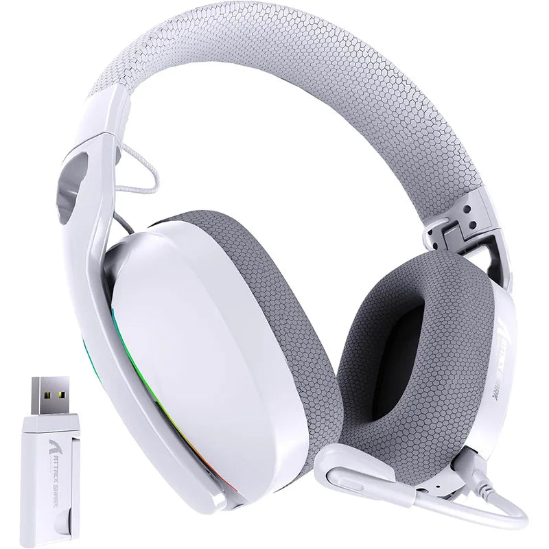 ATTACK SHARK L90 Ultralight Wireless Gaming Headset, BT, 2.4G, 3.5mm Wired, RGB Foldable 7.2 Surround Sound Over-Ear Earmuffs