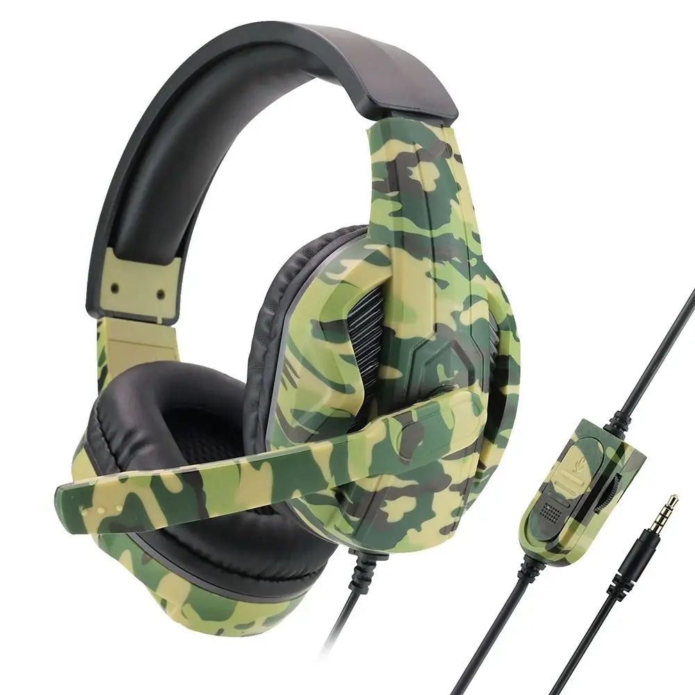 3.5mm Gaming Headset Fashion Camouflage Wired Headphones Professional Gamer with Microphone for PS4/PS3/ONE/360/Switch/PC