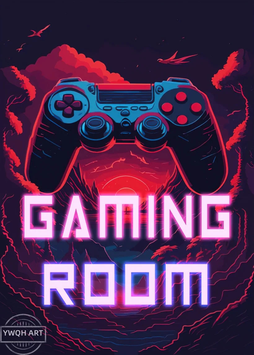 Neon Eat Sleep Game Repeat Word Poster Gamer Logic Canvas Painting Wall Art Home Decor Gaming Zone Picture Boys Gamer Room Gift