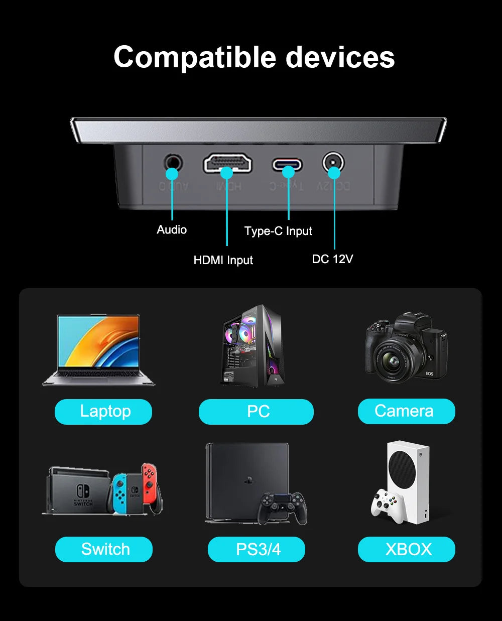 8 inch  Touch Monitor 1280x800P 16:10 Widescreen Ratio HDMI Interface for  DIY Projects Surveillance Display