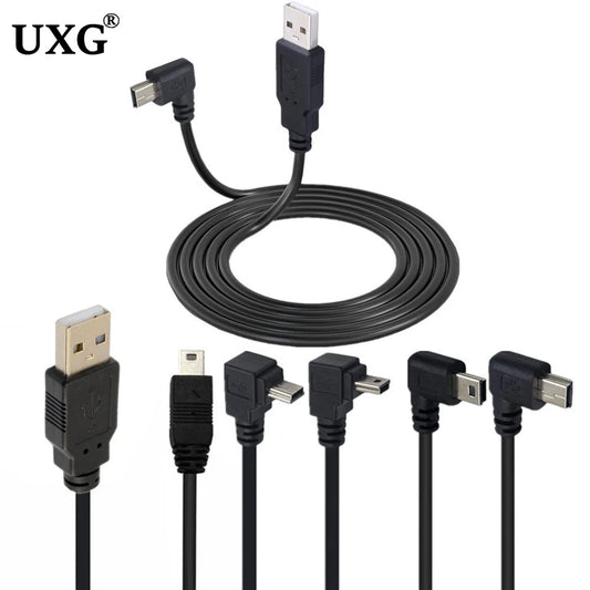 90 Degree Mini USB B Type 5pin Male to USB Male Data charge Cable Cord Camera MP3 MP4 Hard drive Cable 0.25m 0.5m 1.5m 3M  5m