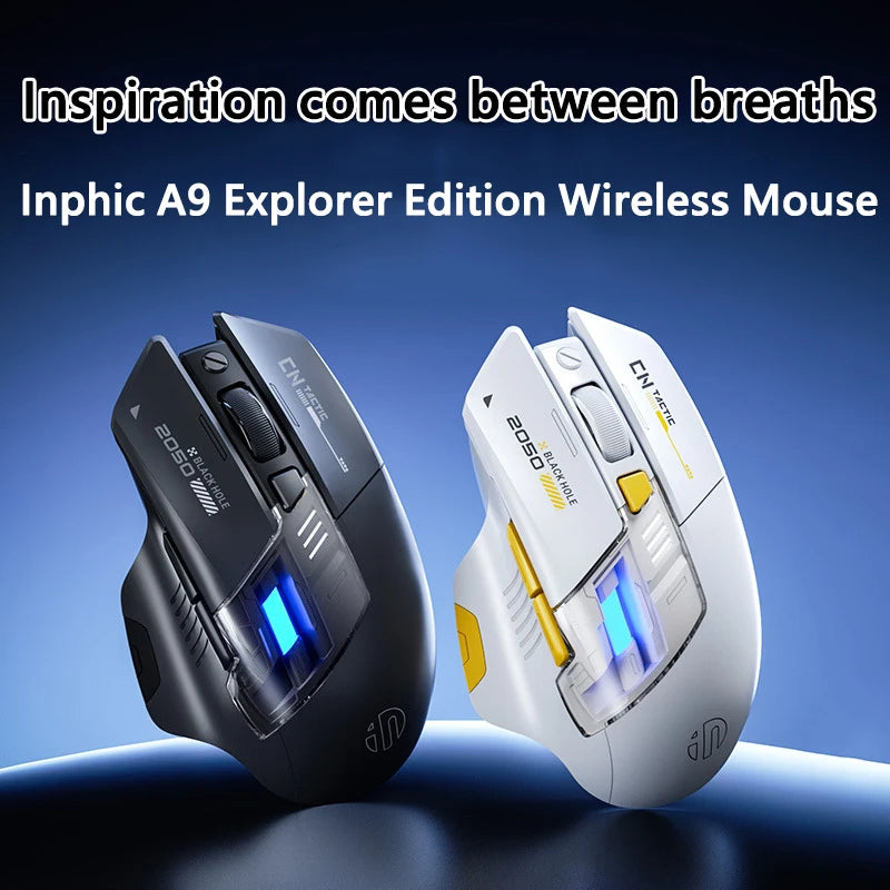 Inphic A9 Explorer Wireless Gaming Mouse 500mA Battery Level Display Ergonomic Rechargeable Silent Bluetooth Office Mouse