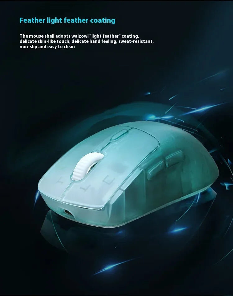 WAIZOWL OGM Cloud Gaming Mouse  Paw3395 Sensor Wireless Bluetooth Wired 3-mode Lightweight Mouse PC Gifts for Office  Gaming