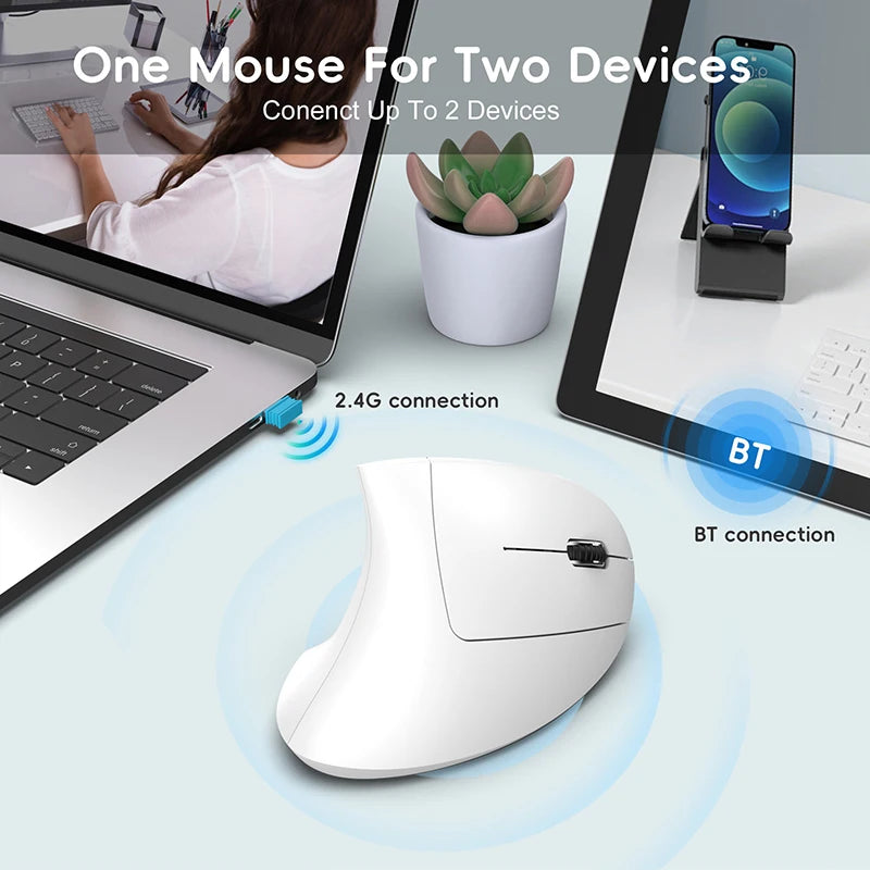 Xiaomi Vertical Mouse 2.4g+bt5.1 Dual-mode Wireless Mice Mute Prevention Mouse Hand 6d Rechargeable Type-c 2400dpi Gaming Mouse