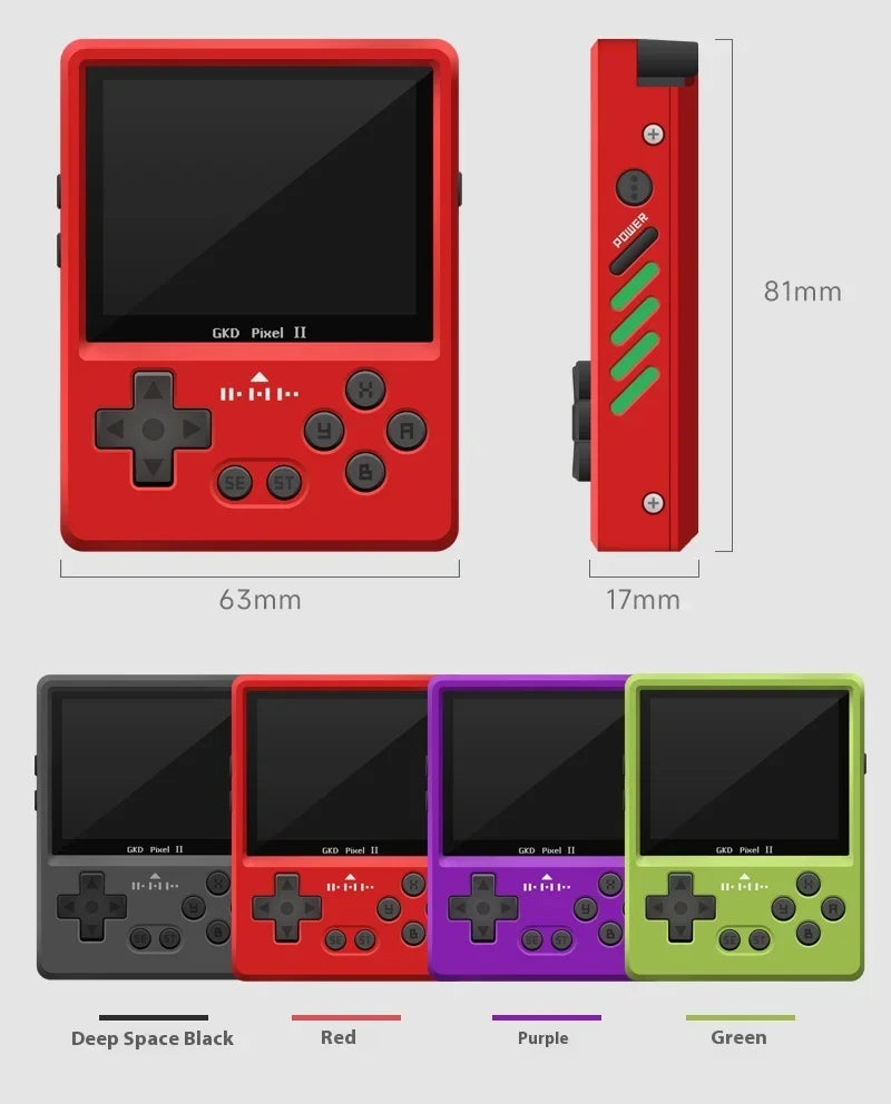 GKD Pixel2 Retro Handheld Game Console Portable Game Console 640x480Ips Rk3326s Metal CNC Body 2.4" IPS Screen Man Birthday Gift