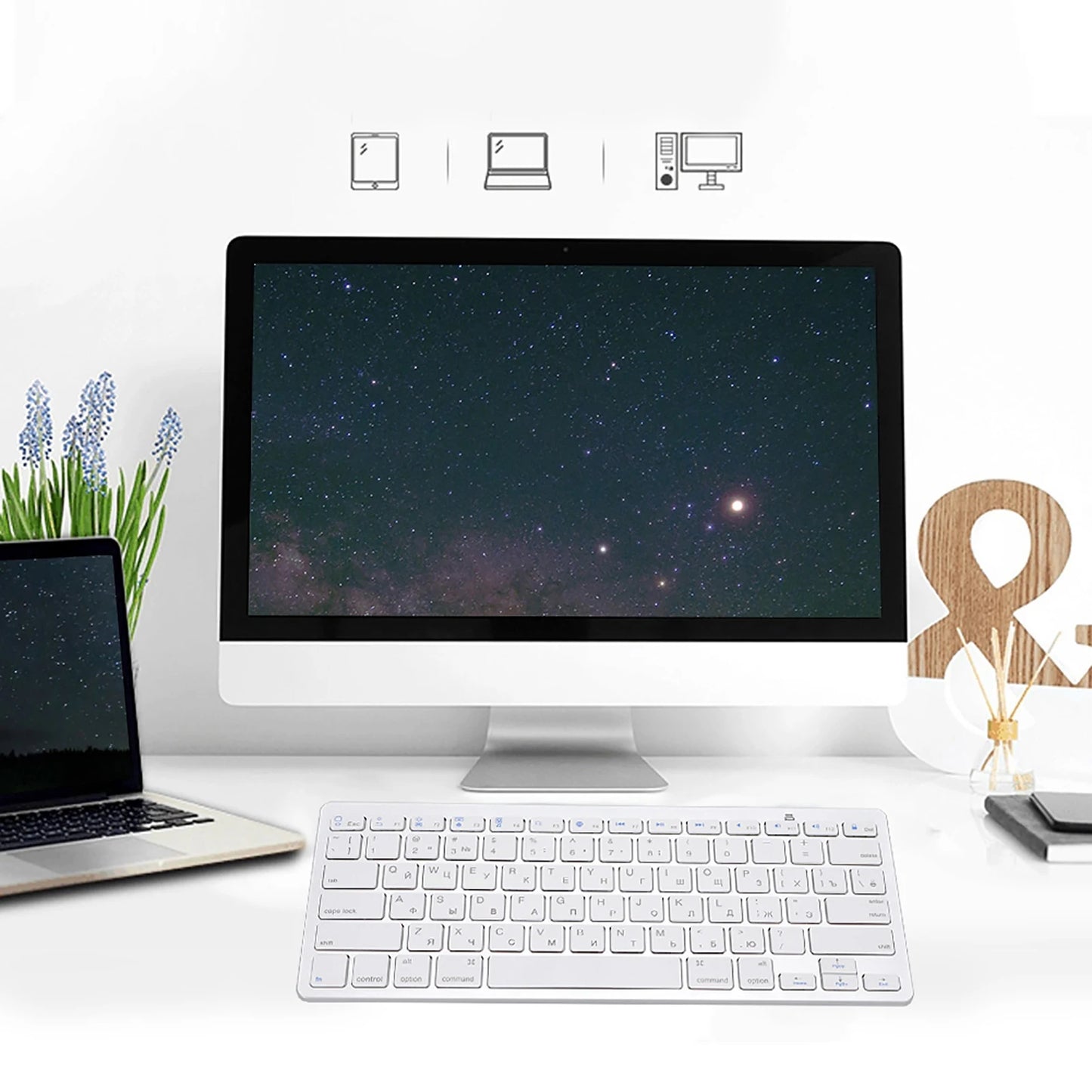 78 Key Keyboard Multi Functional Ultra Thin Russian Wireless Bluetooth Keyboard For Apple  WindowS Android Wireless Keyboard