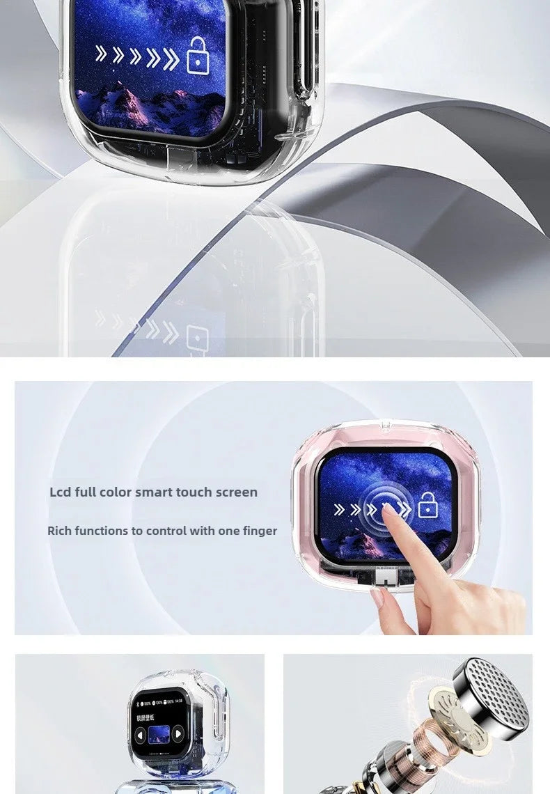 Wireless Bluetooth-compatible Earphones Intelligent Touch Color LCD Screen TWS Earbuds HIFI Noise Reduction Stereo Earphones