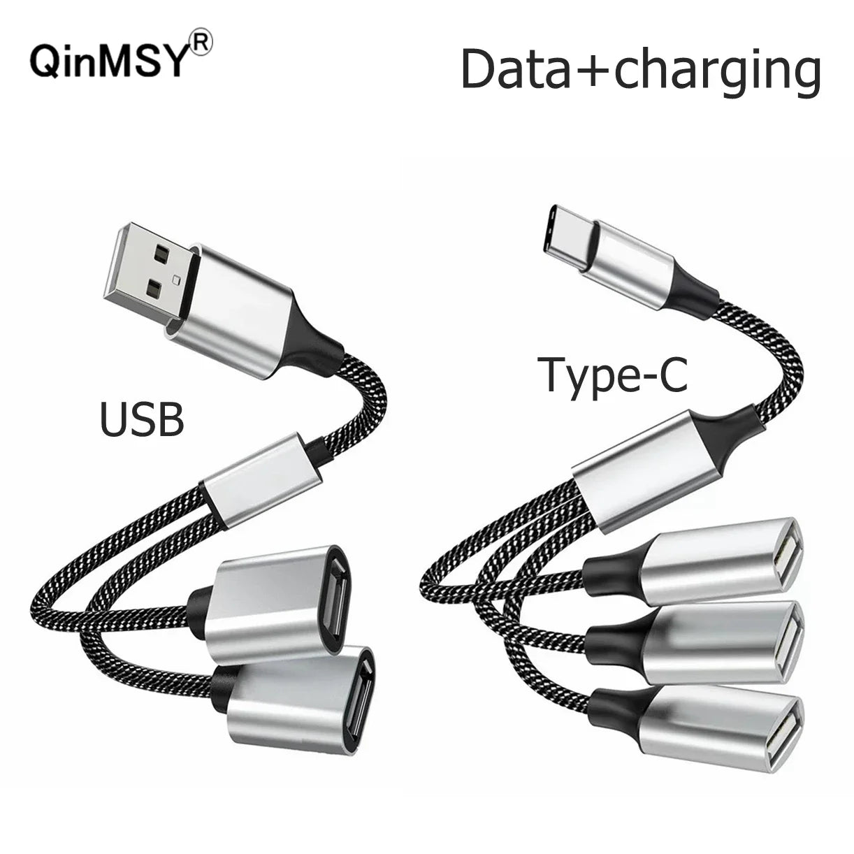 1 Male Plug To 2 3 Female Socket USB C Type-C OTG Extension Line Y Splitter Data Charging Cable Power Adapter Converter Splitter