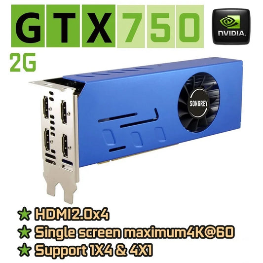 SONGREY GTX1660S 1050 1050Ti 750 750Ti Multi-monitors Graphics Card,2/4/6GB 4HDMI GDDR5 4K Video Card Screen Splicing