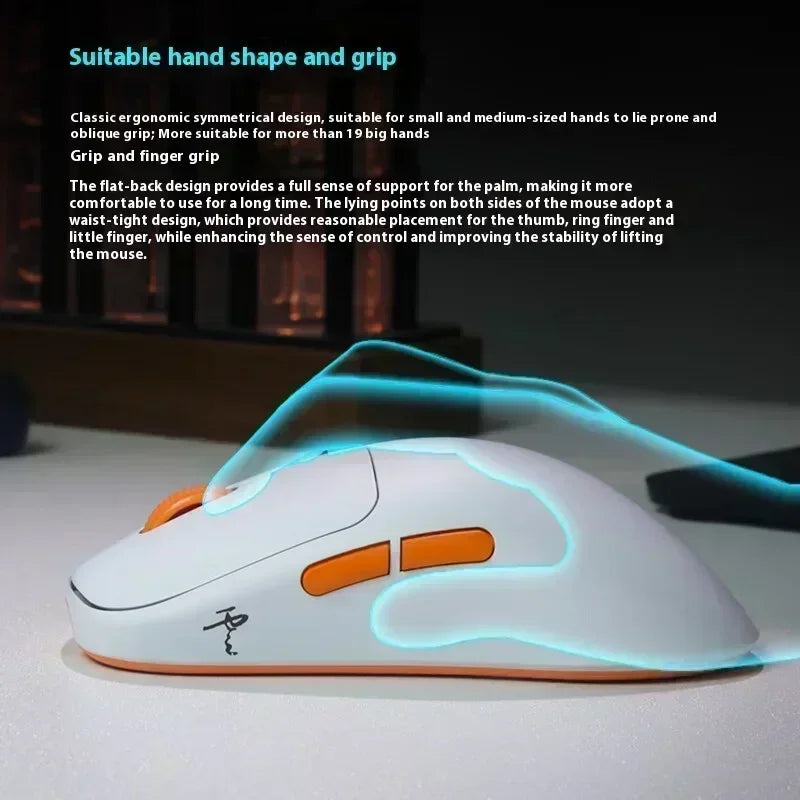 WAIZOWL OGM Cloud Gaming Mouse  Paw3395 Sensor Wireless Bluetooth Wired 3-mode Lightweight Mouse PC Gifts for Office  Gaming