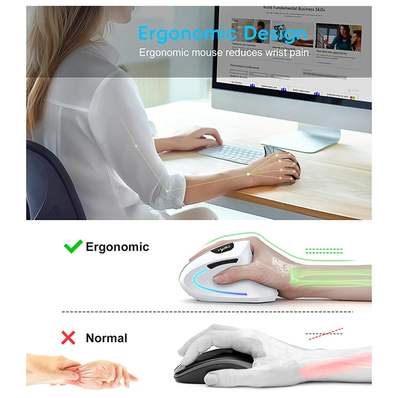 Xiaomi Vertical Mouse 2.4g+bt5.1 Dual-mode Wireless Mice Mute Prevention Mouse Hand 6d Rechargeable Type-c 2400dpi Gaming Mouse