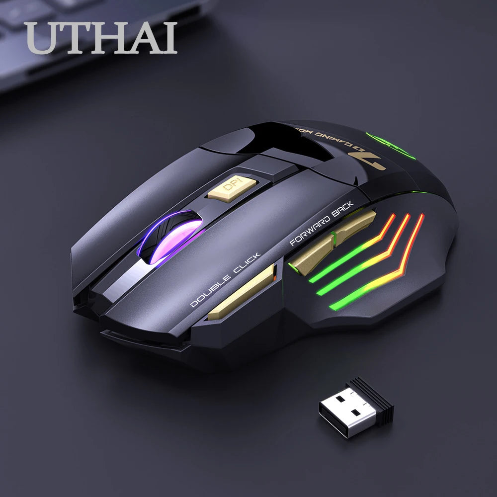UTHAI GW-X7 Laptop accessories 7-key double tap free 2.4G silent rechargeable colorful breathing light wireless gaming mouse