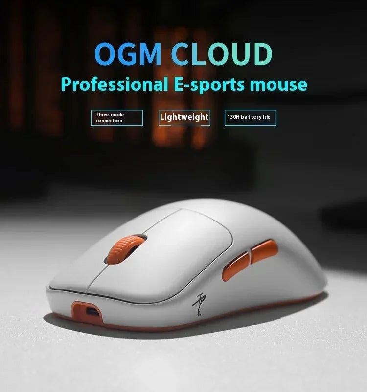 WAIZOWL OGM Cloud Gaming Mouse  Paw3395 Sensor Wireless Bluetooth Wired 3-mode Lightweight Mouse PC Gifts for Office  Gaming