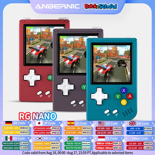 ANBERNIC RG Nano Pocket Retro Handheld Game Console Metal Shell 1.54" IPS Screen Linux 1050mAh Classic Game Player Hi-fi Speaker