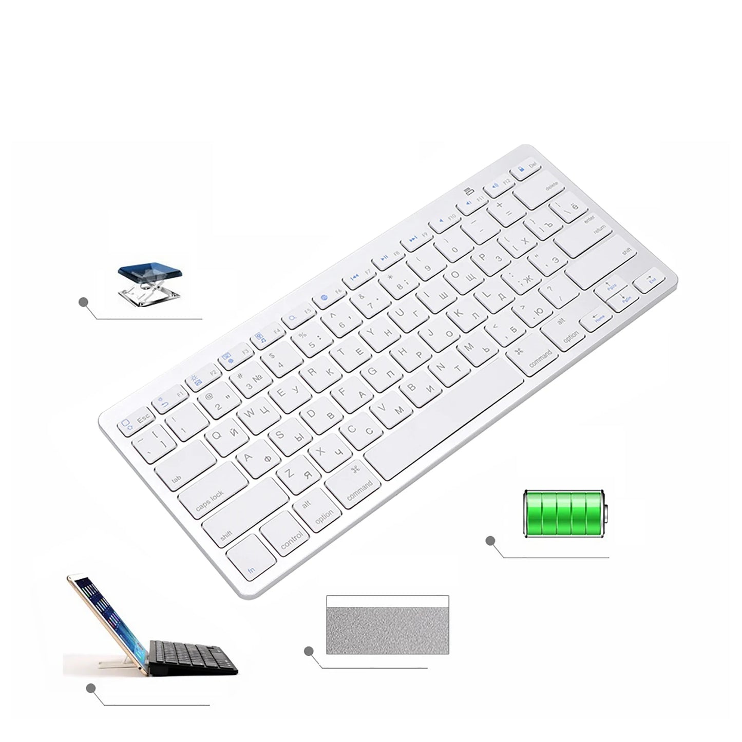 78 Key Keyboard Multi Functional Ultra Thin Russian Wireless Bluetooth Keyboard For Apple  WindowS Android Wireless Keyboard
