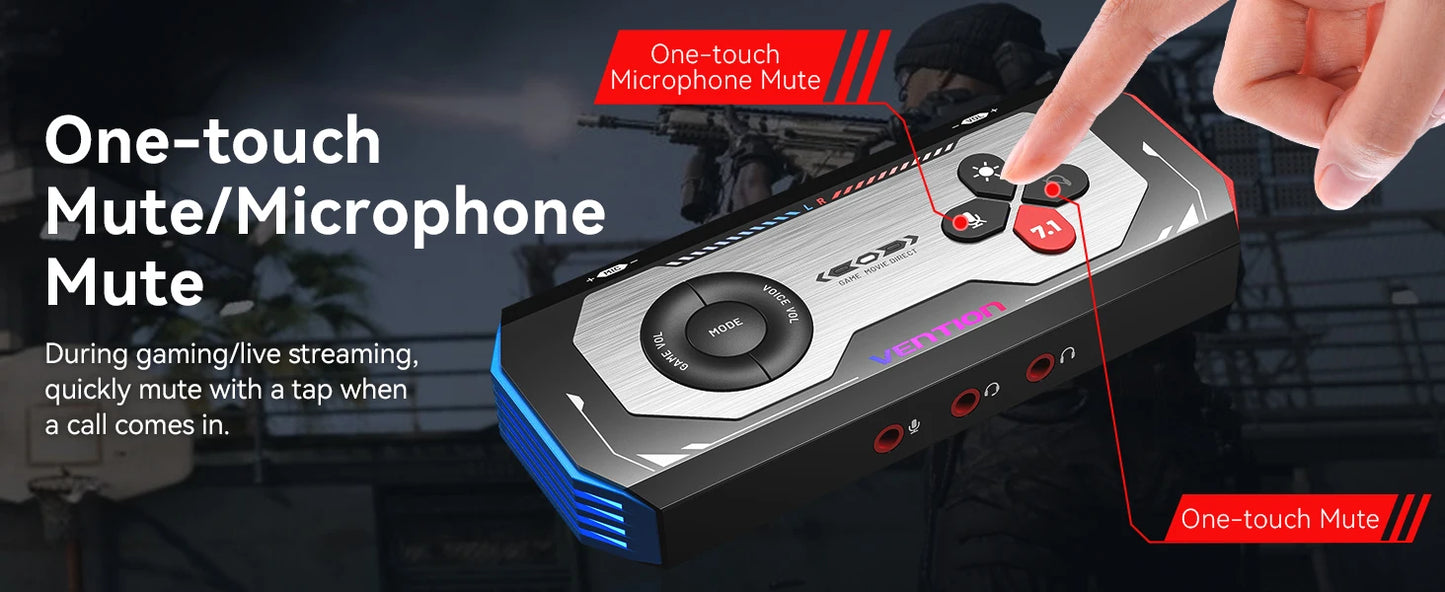 Vention External USB Computer Sound Card 7.1 Channel for Gaming External Audio Amplifier USB Adapter Plug and Play for PC Laptop