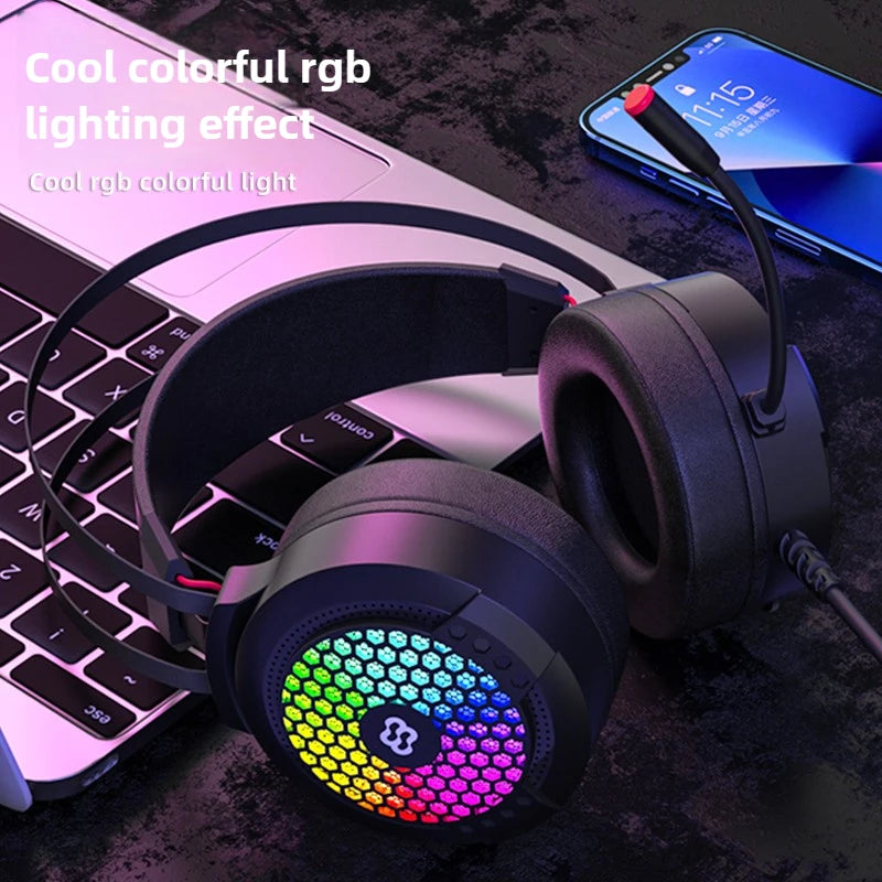Wauer E21 Gaming Headset 7.1 Stereo SVirtual Surround Bass Earphone Headphone with Mic LED Light for Computer PC Gamer Foldable