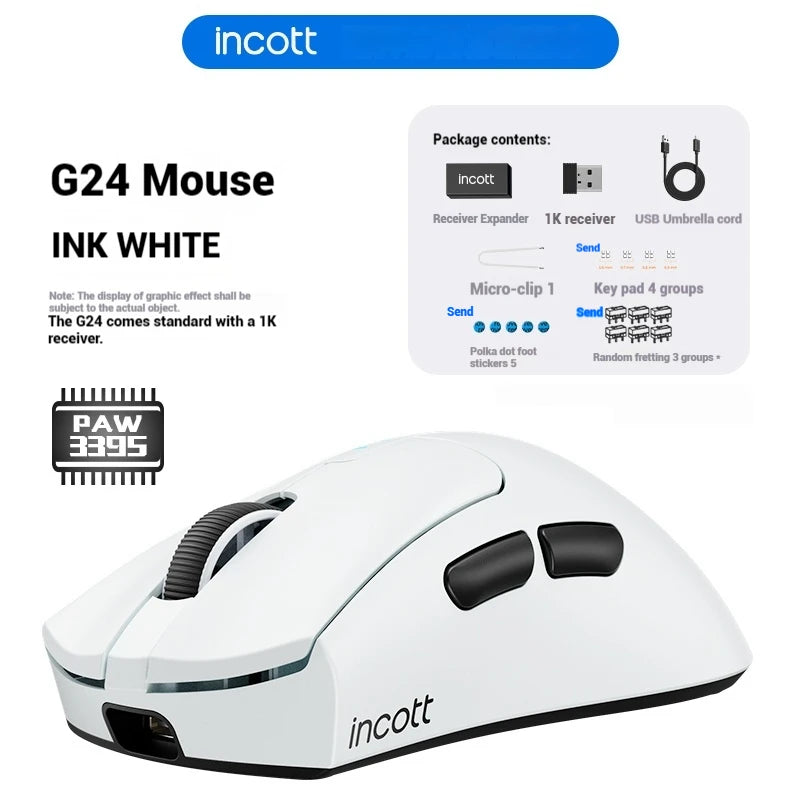 New Original Incott G24 Pro Wireless Mouse Dual Mode 8k Paw3950 Sensor Fast Charge Wireless Gaming Mouse Custom  Mice Pc Gamer G