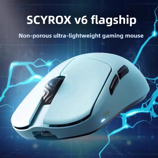 SCYROX V6 non-porous wireless mouse esports 40g with 8k receiver fast response pixart 3950 high quality 8KHz web driver 750IPS