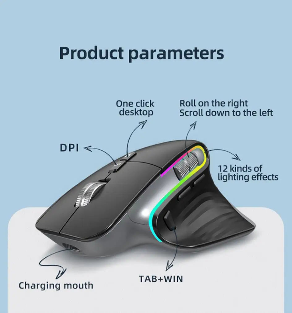 VICTSING M10 2.4G+Bluetooth wireless mouse Rechargeable office business 2.4G Wireless Ergonomic Mouse 4000DPI For PC Laptop