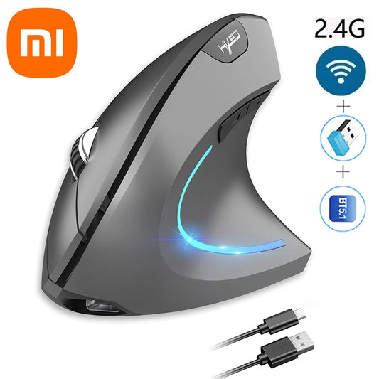 Xiaomi Vertical Mouse 2.4g+bt5.1 Dual-mode Wireless Mice Mute Prevention Mouse Hand 6d Rechargeable Type-c 2400dpi Gaming Mouse