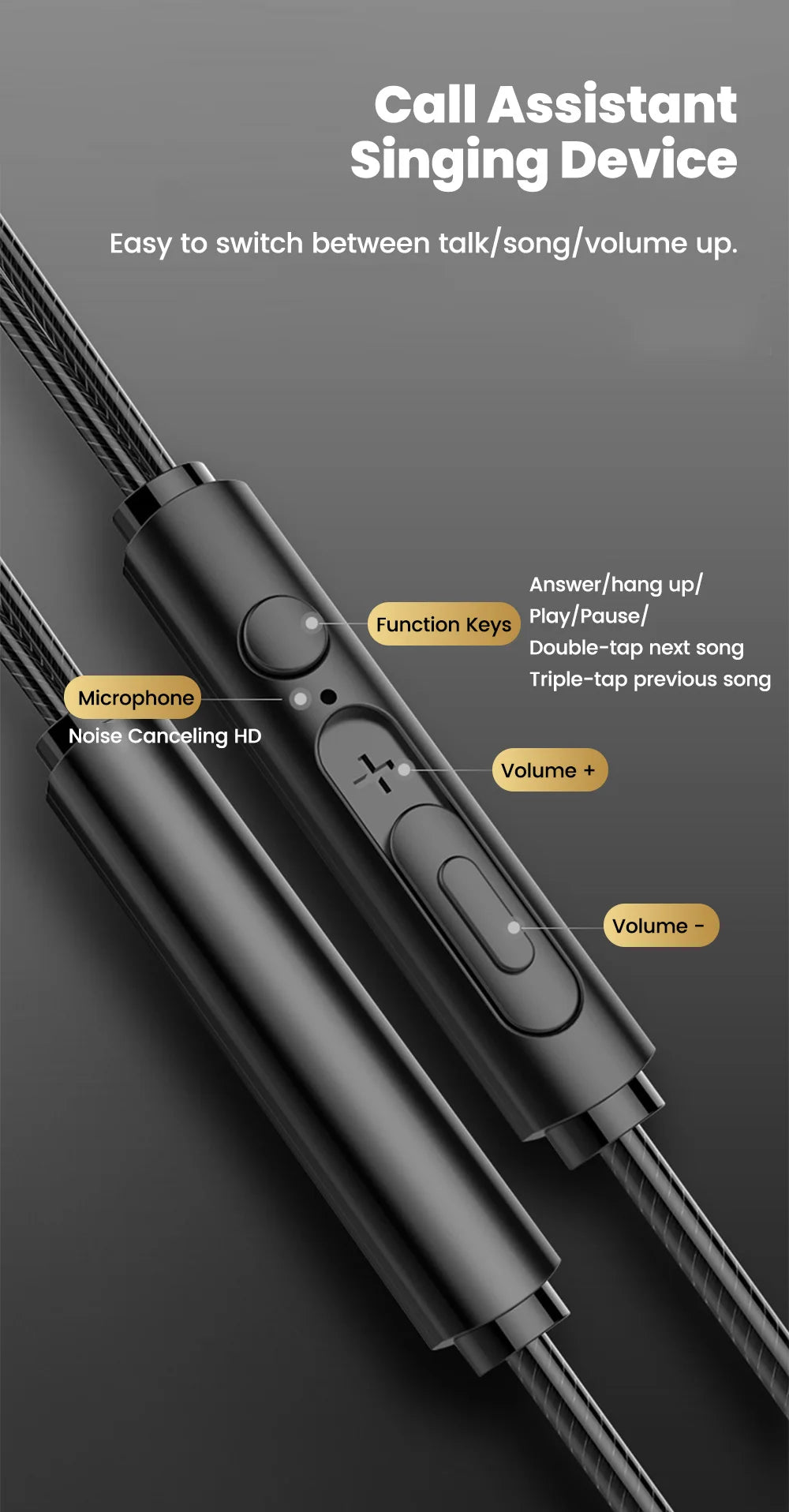 OLAF 3.5mm Type C Earphone Handsfree Headphones Wired With Mic Earbuds Bass Stereo Hifi Headset Gaming For Samsung Xiaomi Tablet