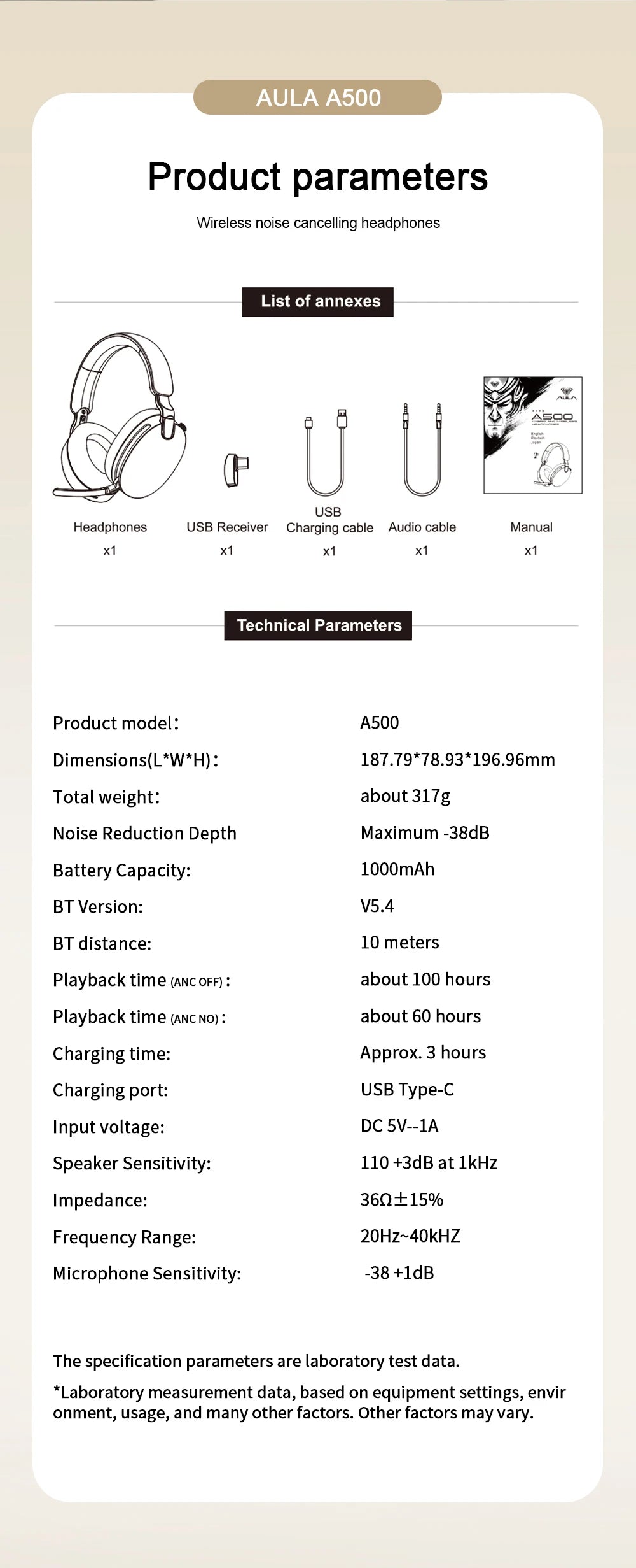 AULA A500 Wireless Headphones 2.4G/Bluetooth/Wired Noise Reduction Head-mounteds Earphone 1000mAh Gaming Headset Laptop Computer