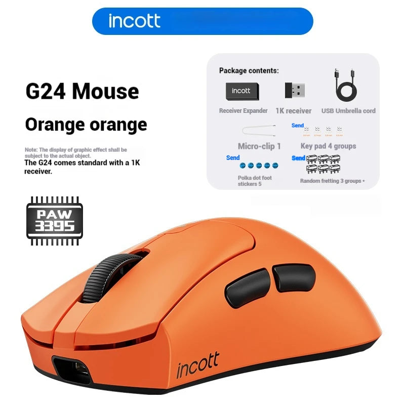 New Original Incott G24 Pro Wireless Mouse Dual Mode 8k Paw3950 Sensor Fast Charge Wireless Gaming Mouse Custom  Mice Pc Gamer G