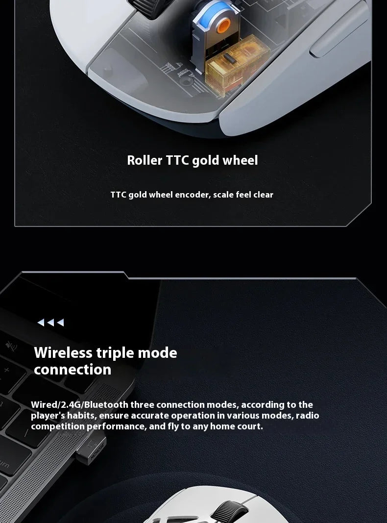 Mchose  Ax5 V2 8kHZ Magnesium Alloy Wireless High Performance Mouse PAW3950 Sensor 30KDPI Macro Defines Lightweight Gaming Mouse