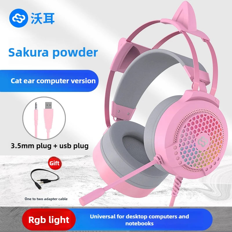 Wauer E21 Gaming Headset 7.1 Stereo SVirtual Surround Bass Earphone Headphone with Mic LED Light for Computer PC Gamer Foldable