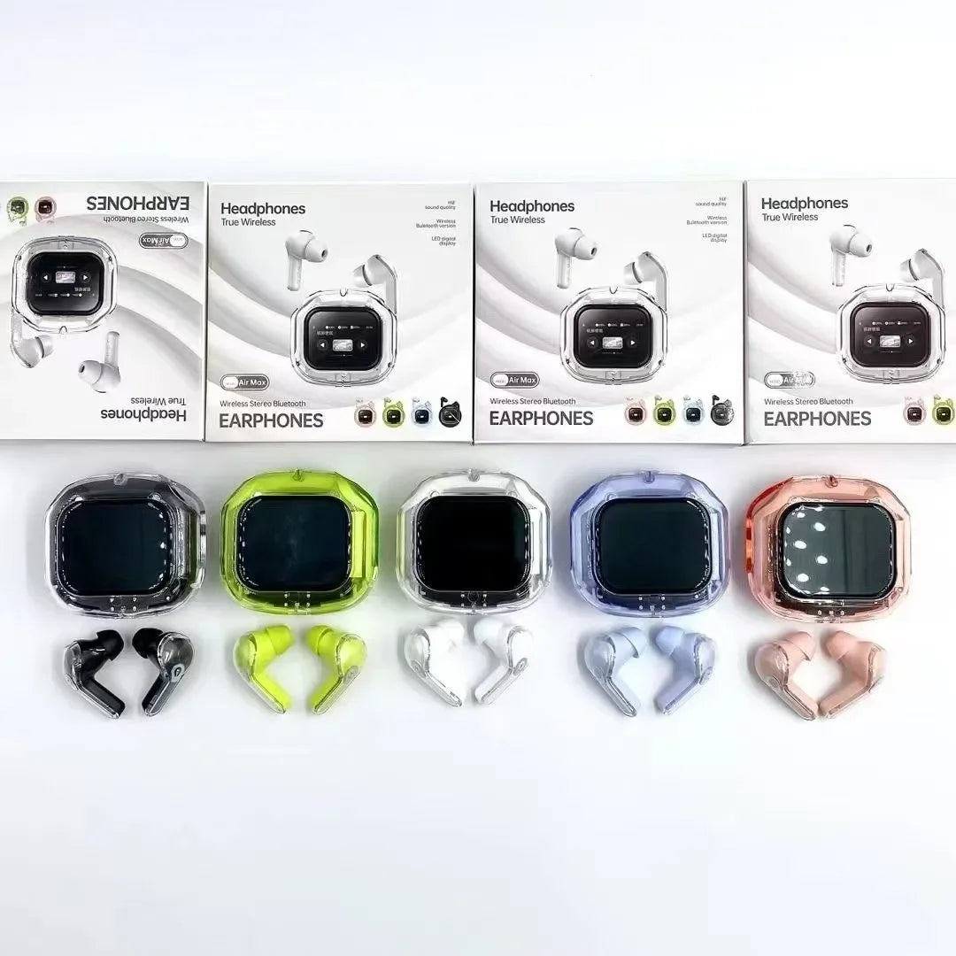 Wireless Bluetooth-compatible Earphones Intelligent Touch Color LCD Screen TWS Earbuds HIFI Noise Reduction Stereo Earphones