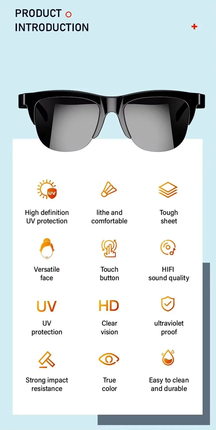 Xiaomi Bluetooth Glasses Earphones 2025 New Edition, Glasses with Earphone Function Smart Touch Waterproof Microphone Earphones