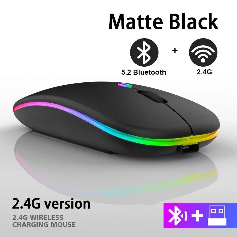 Wireless Mouse RGB Rechargeable Bluetooth Mice Wireless Computer LED Backlit Ergonomic Gaming Mouse for Laptop PC 3600DPI