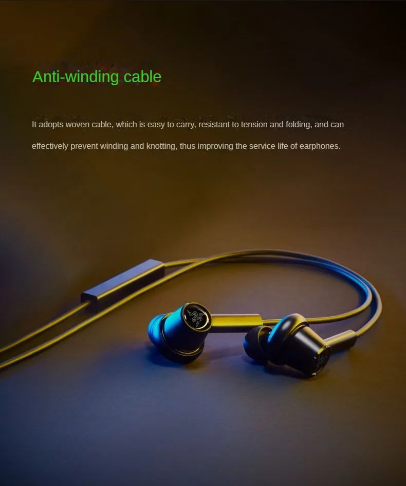 Razer HAMMERHEAD DUO Dual-core In-ear Gaming Earphones Stereo Music Sports Headset 3.5mm Wired Earbuds with Microphone Headphone