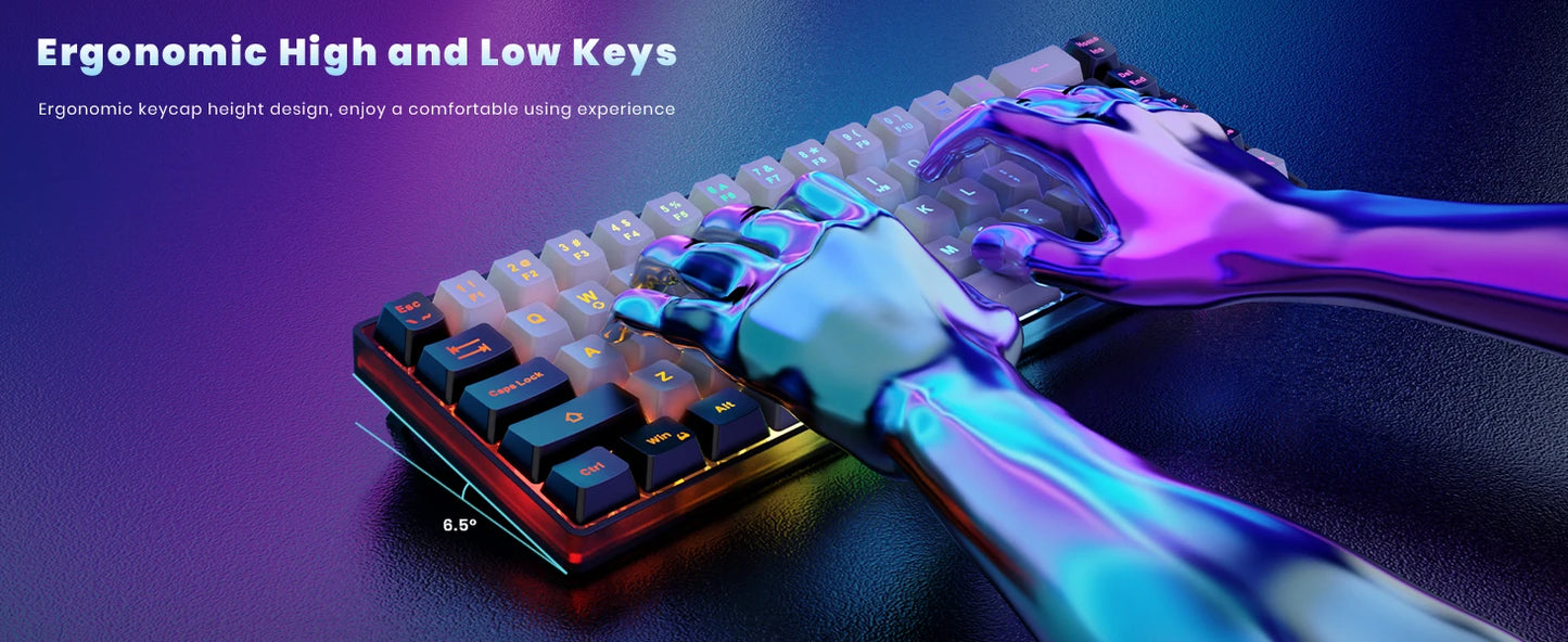 GEODMAER Wireless Gaming Keyboard Rechargeable Backlit Gaming Keyboard 68 Keys Membrane Keyboard for PC English/Spanish Layout