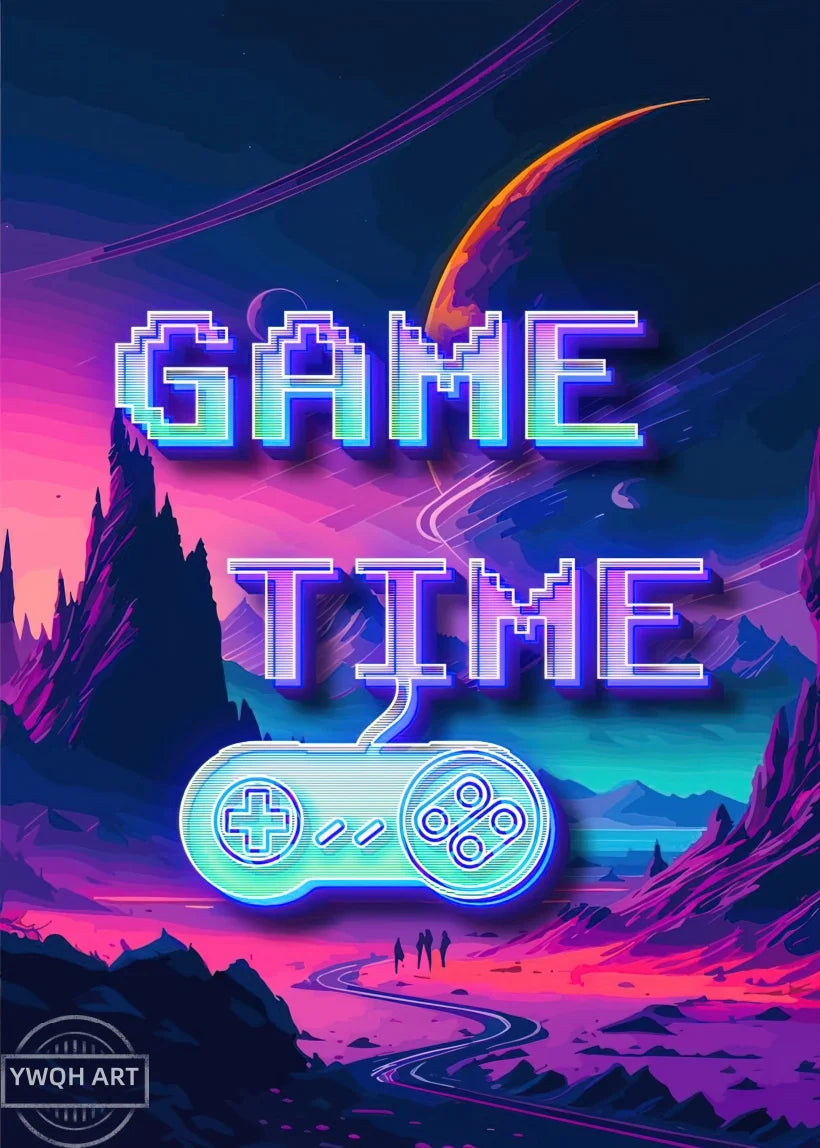 Neon Eat Sleep Game Repeat Word Poster Gamer Logic Canvas Painting Wall Art Home Decor Gaming Zone Picture Boys Gamer Room Gift