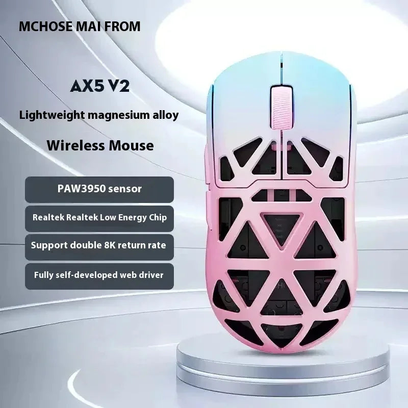 Mchose  Ax5 V2 8kHZ Magnesium Alloy Wireless High Performance Mouse PAW3950 Sensor 30KDPI Macro Defines Lightweight Gaming Mouse