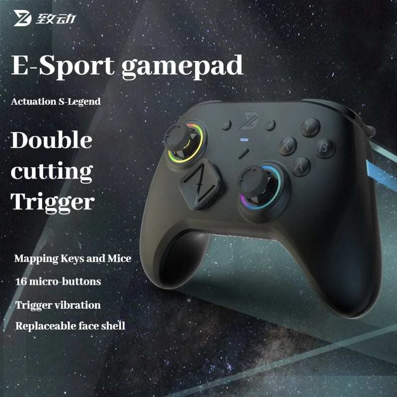 ZD Super Legend S Gaming Controller Wireless Bluetooth Hall Remote Sensing Rgb Motor Apex Switch Pc Android e-sport Gamepad