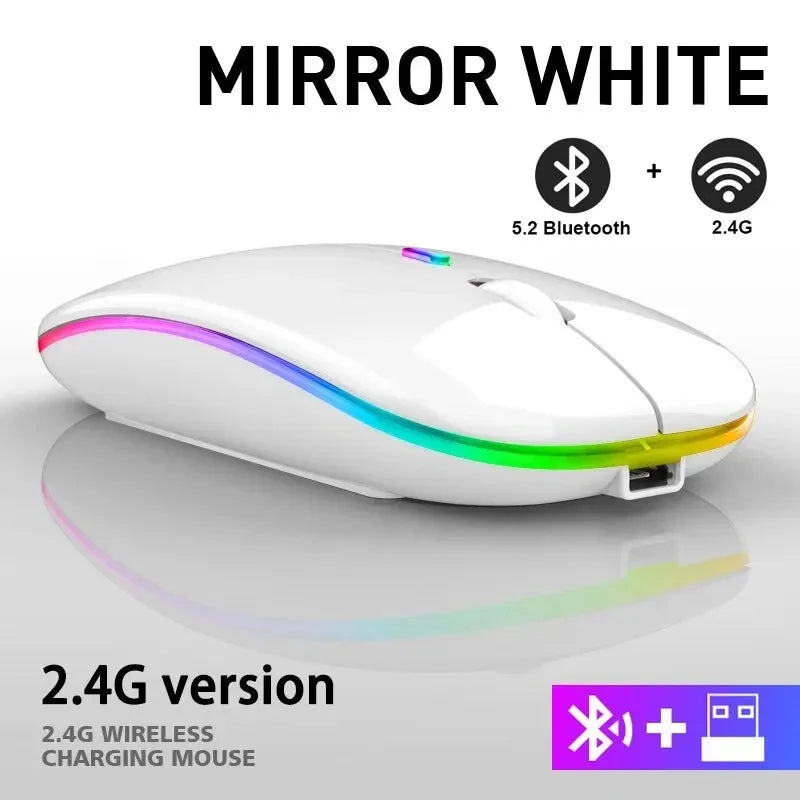 Wireless Mouse RGB Rechargeable Bluetooth Mice Wireless Computer LED Backlit Ergonomic Gaming Mouse for Laptop PC 3600DPI