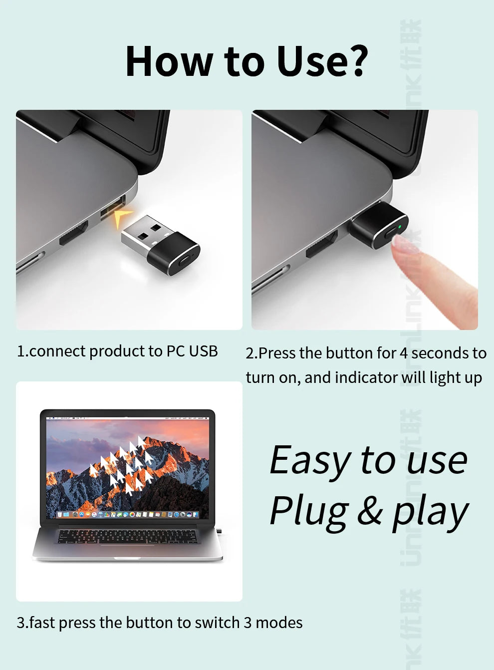 Unnlink USB Mouse Jiggle, Undetectable Mouse Mover, Automatic Keeps Computer Awake, Simulate Mouse