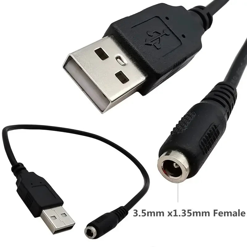DC Round Hole Needle 3.5 * 1.35mm/5.5 * 2.1mm Female Socket To USB Male Mobile Phone Power Adapter Cable 0.3M