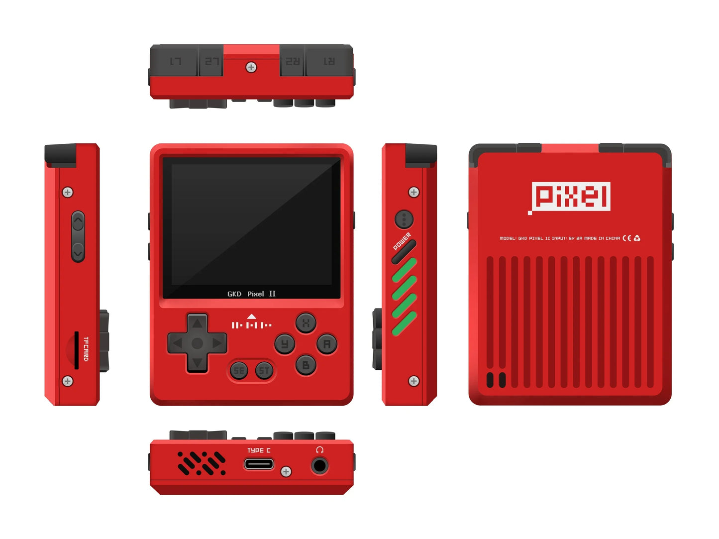 GKD Pixel2 Retro Handheld Game Console Portable Game Console 640x480Ips Rk3326s Metal CNC Body 2.4" IPS Screen Man Birthday Gift
