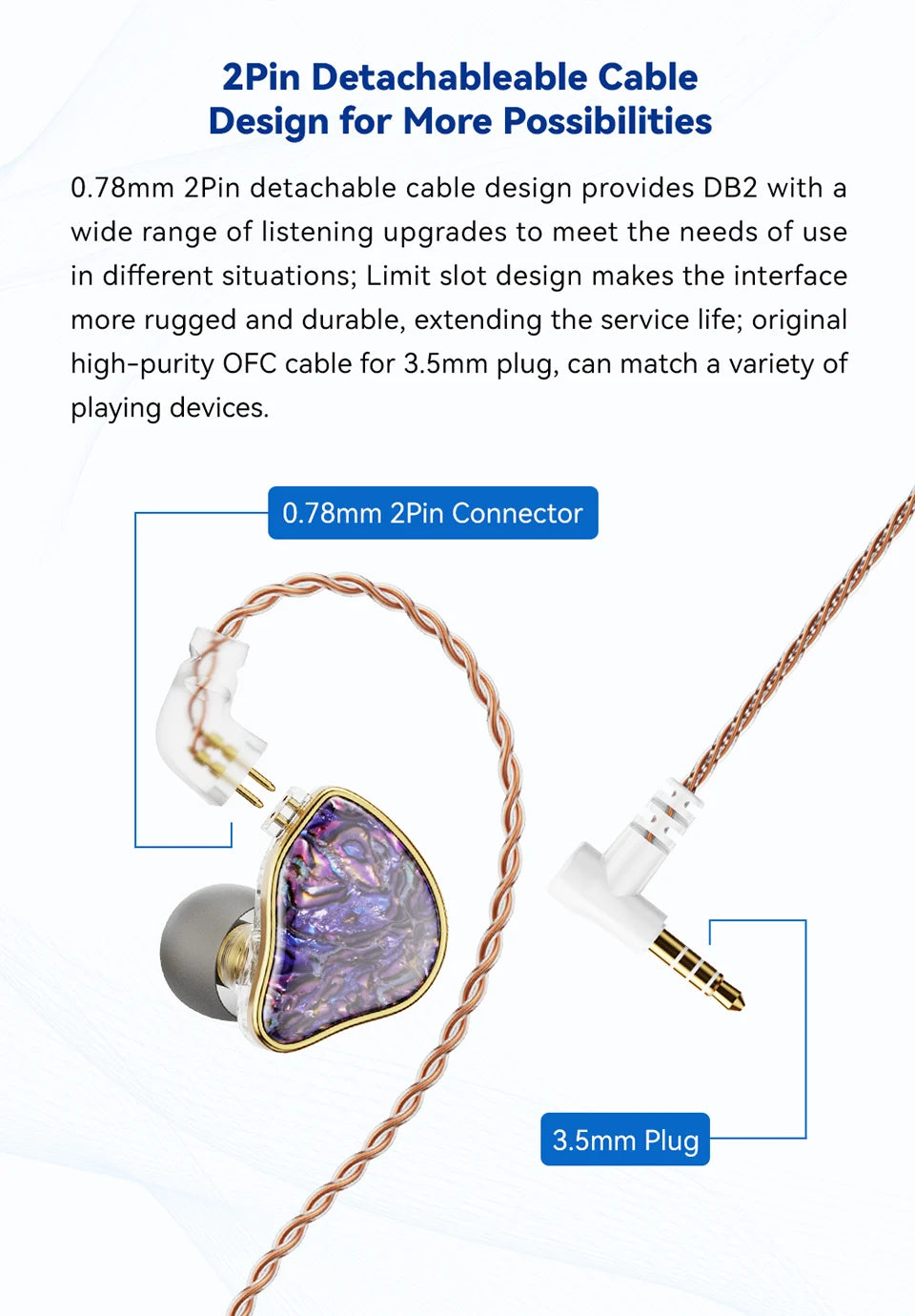 NICEHCK DB2 Microphone HiFi Music Earphone 1DD+1BA Hybrid Dual Driver In Ear Earbud Monitor Detachable 0.78 2Pin Connector IEM
